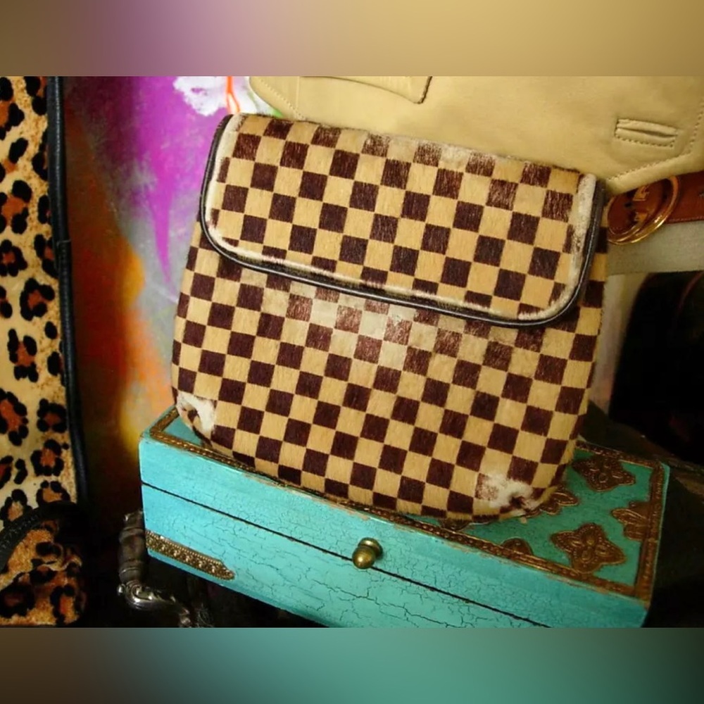 Authentic LOUIS VUITTON Gazelle Damier Sauvage Pony Hair Purse Handbag Accessory